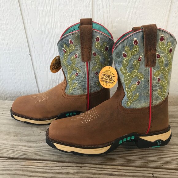 Corral Prickly Pear Cactus Womens Brown Leather Western Boots 7.5 M W5003 - Picture 2 of 13